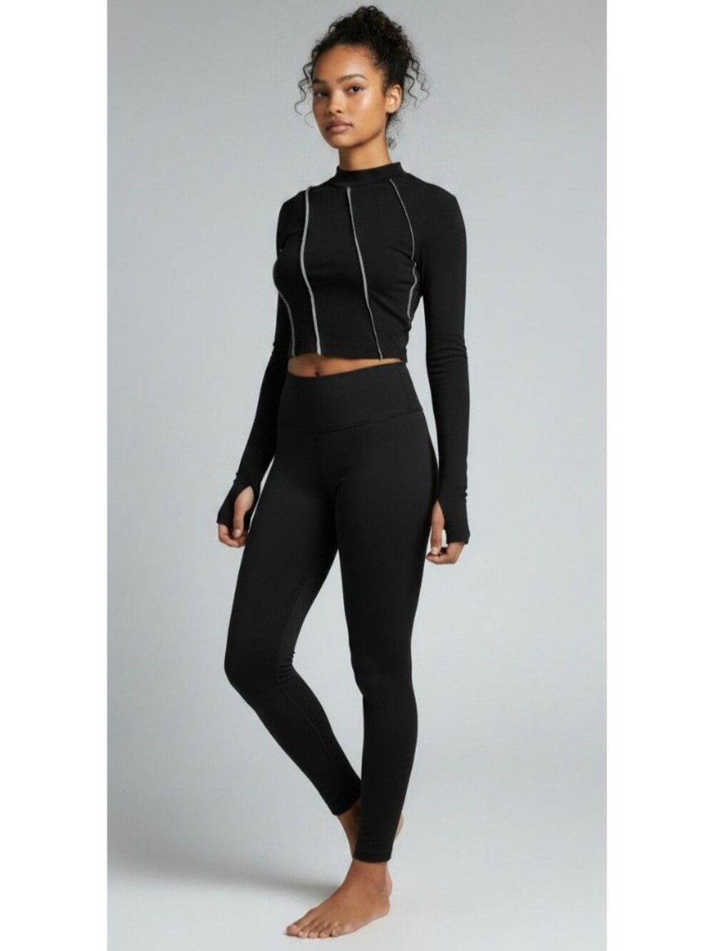 Noisy May Exposed Seam Cropped Top In Black, S